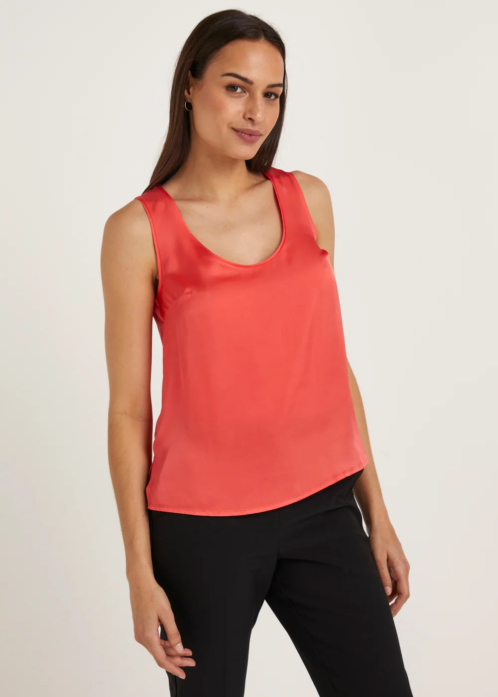 Et Vous Coral Satin Vest Top - Size 8 Image 1