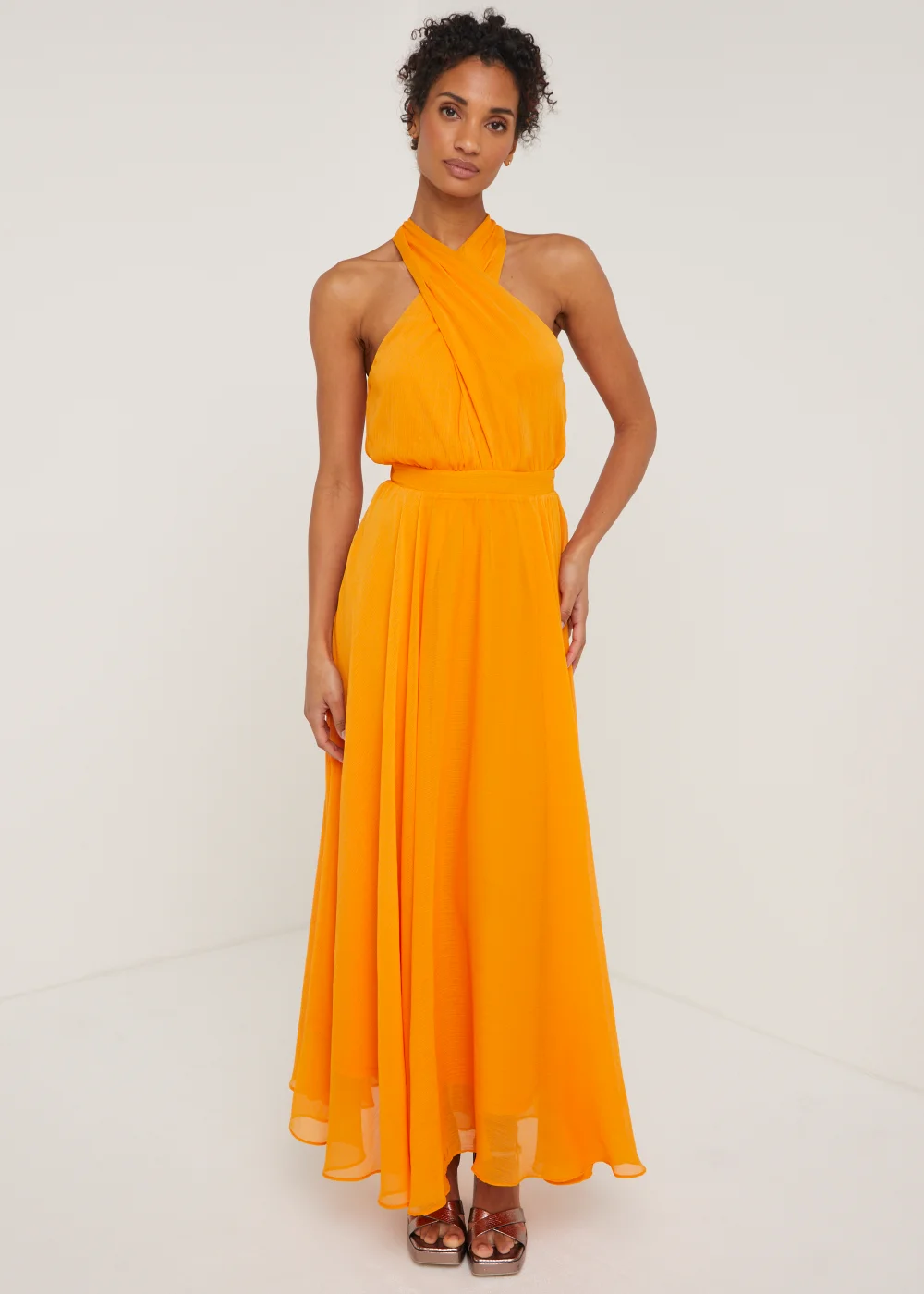 Et Vous Orange Cross Front Maxi Dress - 8 Image 1
