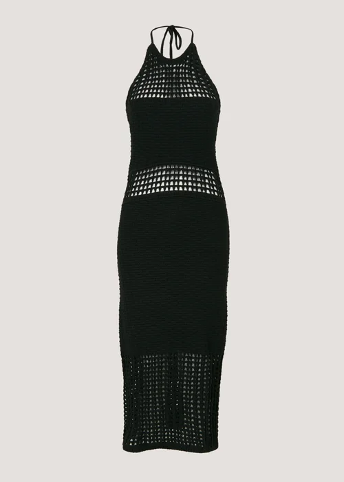 Et Vous Black Crochet Lace Halter Neck Midi Dress - 8 Image 5
