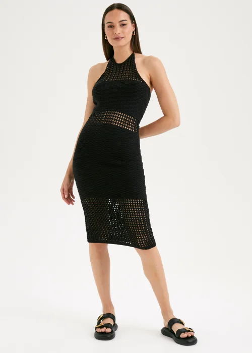 Et Vous Black Crochet Lace Halter Neck Midi Dress - 8 Image 1