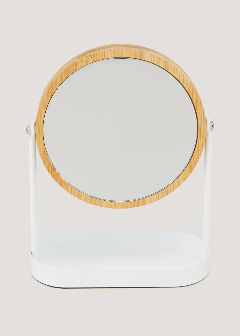 White Metal & Bamboo Mirror Image 1