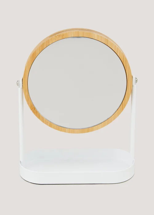 White Metal & Bamboo Mirror Image 1