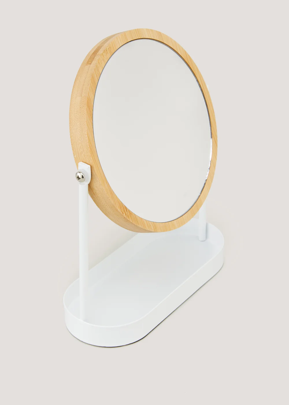 White Metal & Bamboo Mirror Image 2