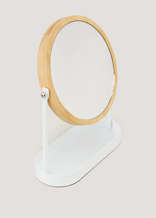 White Metal & Bamboo Mirror Image 2