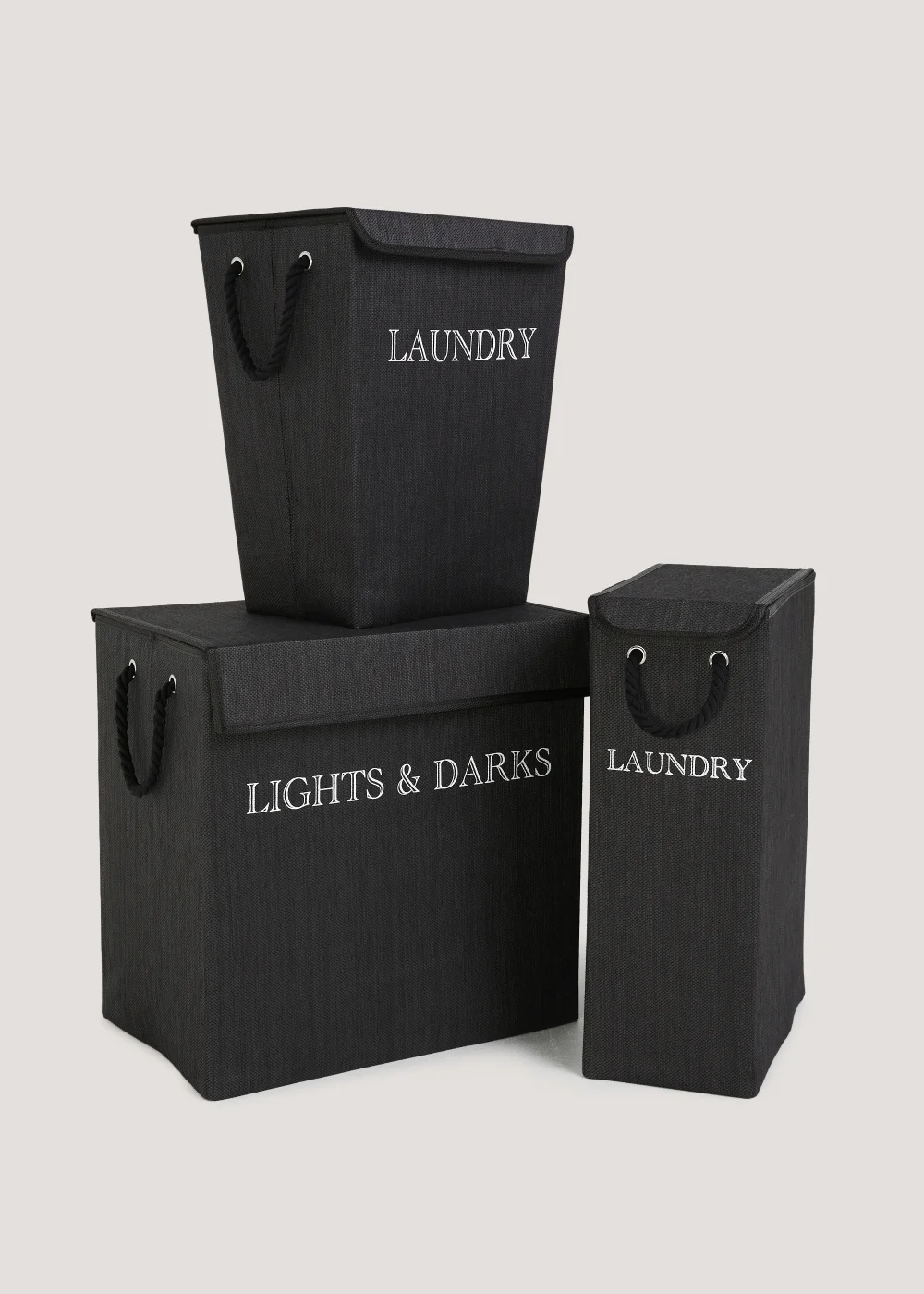 Black Narrow Laundry Basket (60cm x 40cm x 21cm) Image 2
