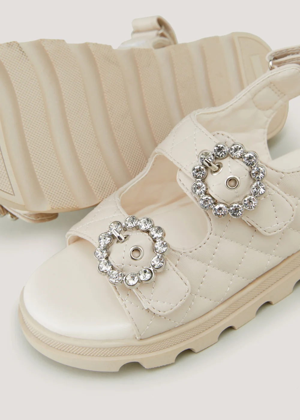 Girls Beige Chunky Quilted Sandals (Younger 10-Older 5) - Size 10 Infants Image 2