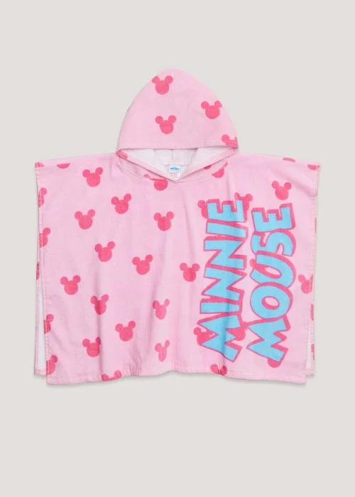 Kids Pink Disney Minnie Mouse Hooded Beach Towel Poncho (9mths-6yrs) - S/M Image 1