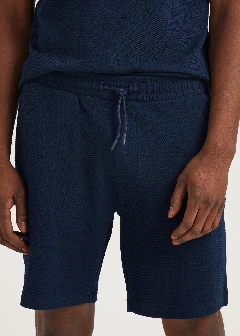 Navy Textured Co-Ord Shorts - XS Image 3