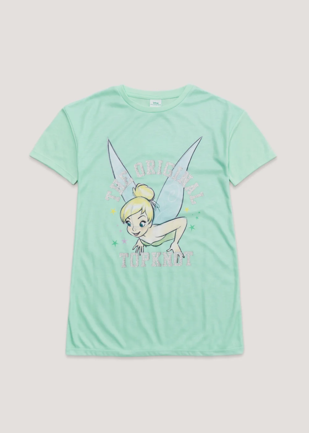 Kids Aqua Disney Tinkerbell Topknot Slogan Nightie (2-9yrs) - Age 2 - 3 Years Image 1