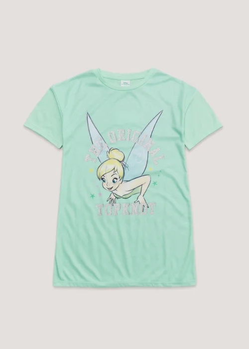 Kids Aqua Disney Tinkerbell Topknot Slogan Nightie (2-9yrs) - Age 2 - 3 Years Image 1