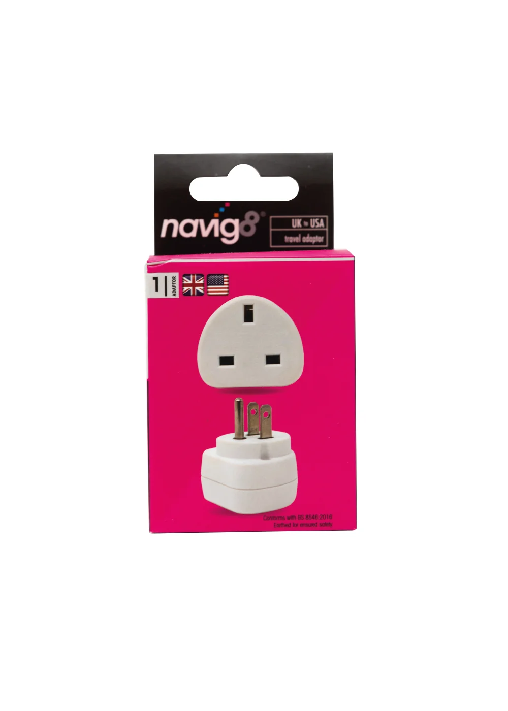 Navig8 UK to USA Travel Adapter (11.5cm x 6cm x 5cm) Image 1
