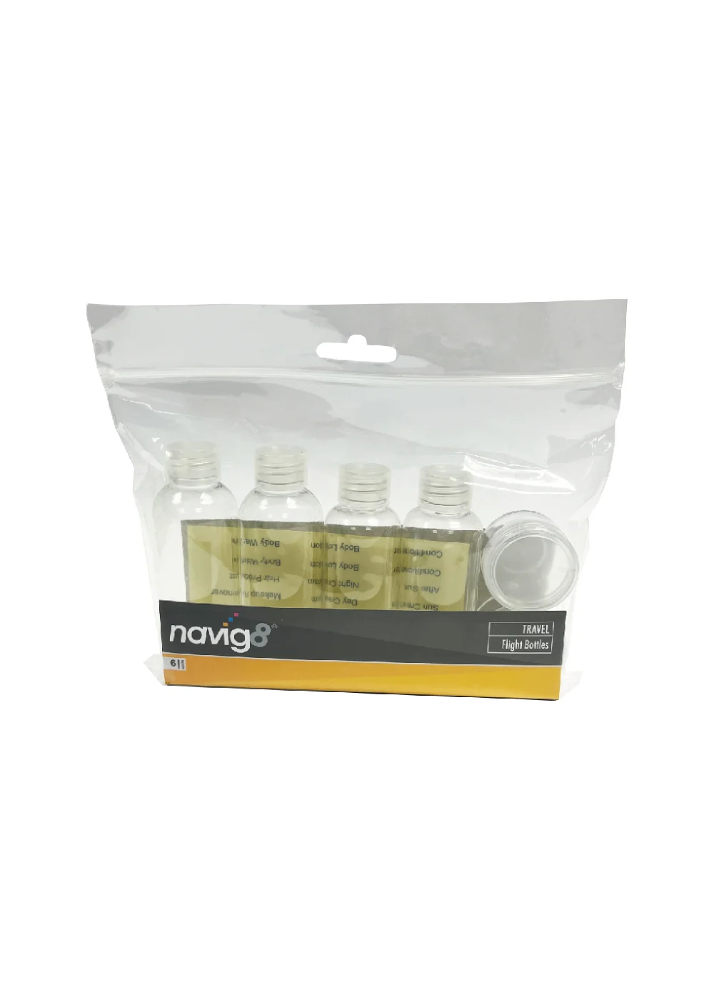 Navig8 6 Pack Flight Travel Bottles (17.5cm x 21cm x 4cm) Image 1