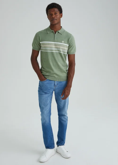 Green Stripe Polo Shirt - S Image 4