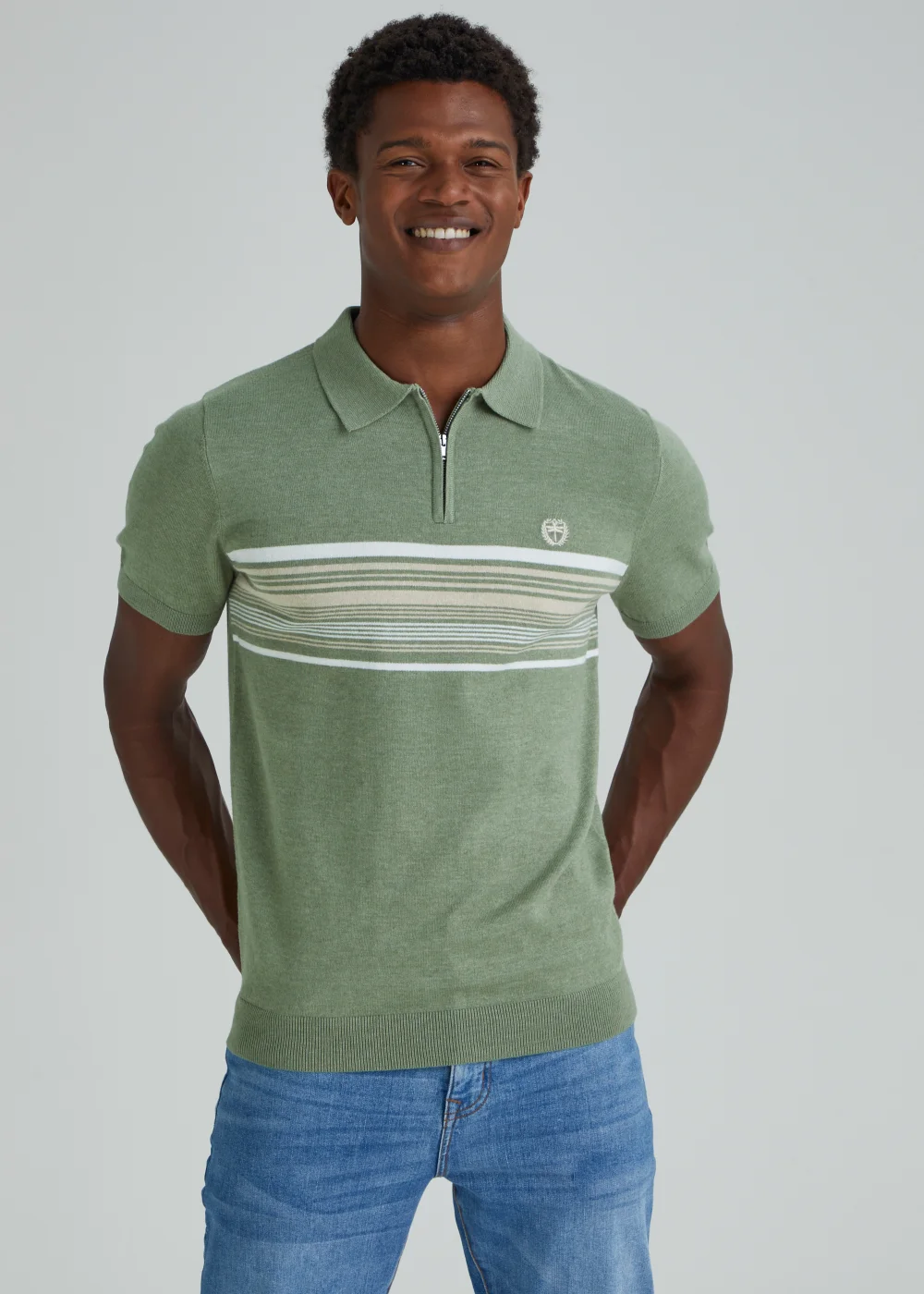 Green Stripe Polo Shirt - S Image 1