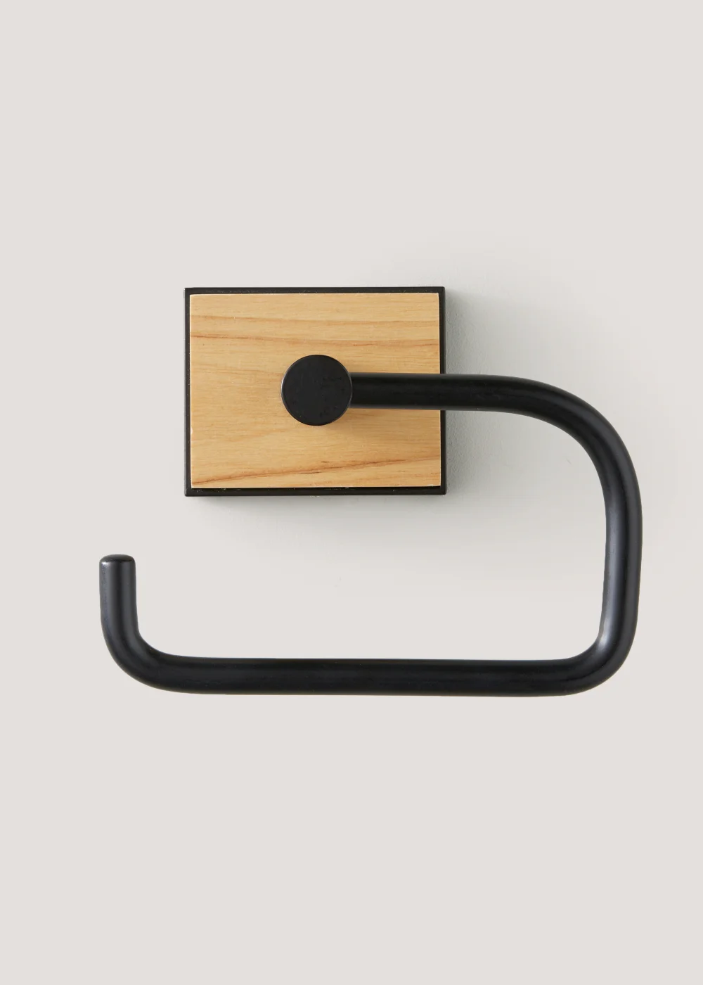 Black Metal & Wood Toilet Roll Holder (15.5cm x 11.5cm x 6.5cm) Image 1