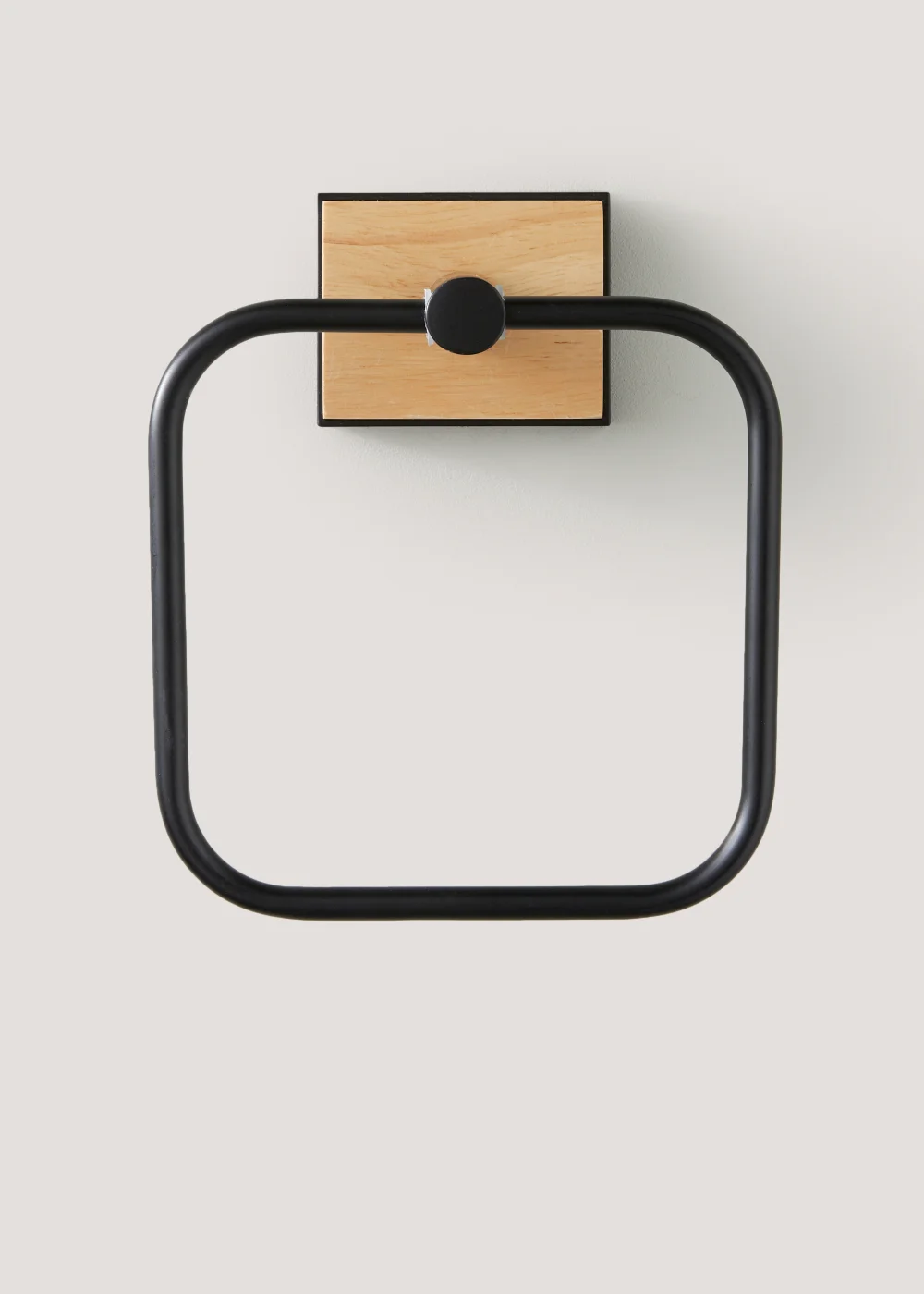 Black Metal & Wood Towel Ring (19cm x 15cm x 9cm) Image 1
