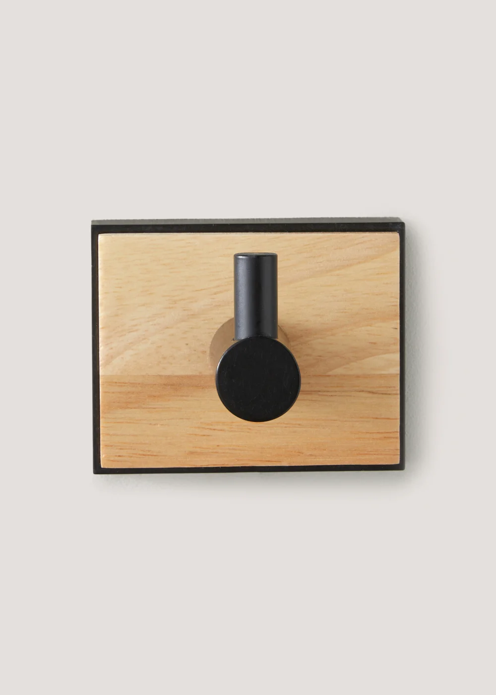 Black Metal & Wood Single Hook (11cm x 5cm x 3cm) Image 1