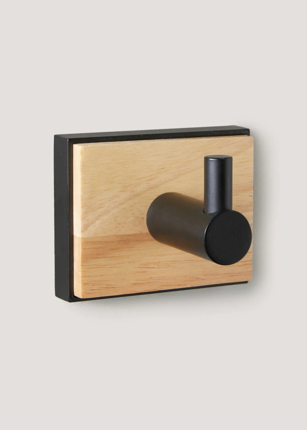 Black Metal & Wood Single Hook (11cm x 5cm x 3cm) Image 2