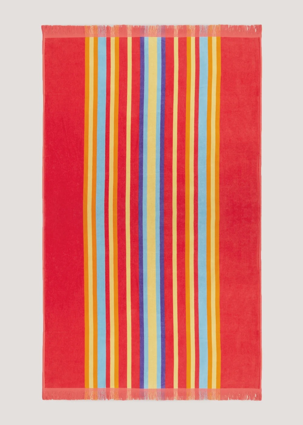 Coral Stripe Velour Beach Towel (150cm x 70cm) Image 1