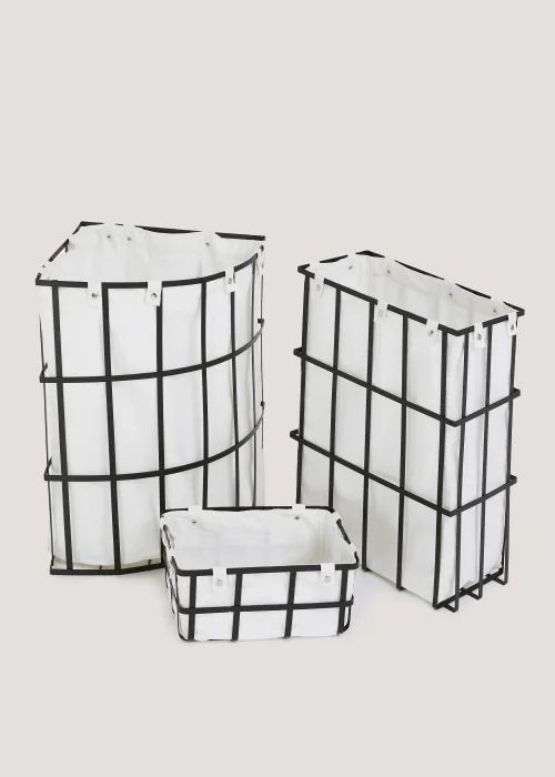 Black Wire Slim Laundry Bin (54cm x 40cm x 21cm) Image 2