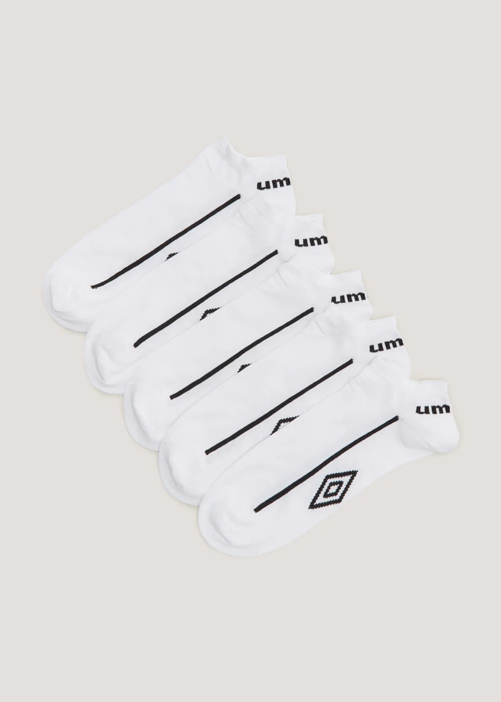 Umbro 5 Pack White Trainer Socks - 6-8.5 Image 1