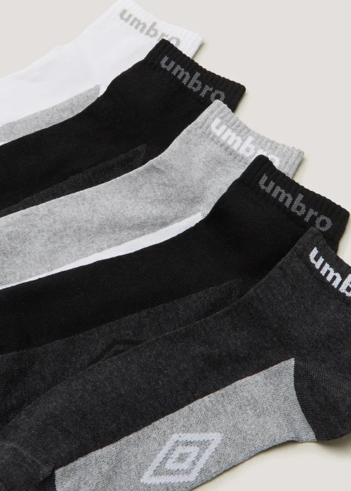 Umbro 5 Pack Multicoloured Quarter Socks - 6-8.5 Image 2