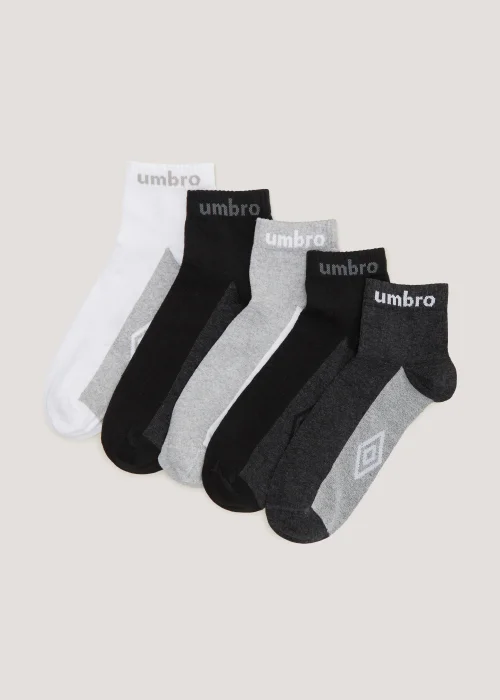 Umbro 5 Pack Multicoloured Quarter Socks - 6-8.5 Image 1