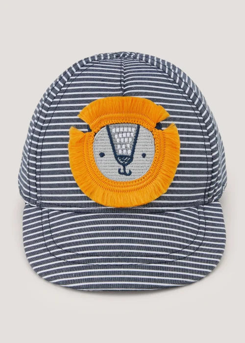Blue Stripe Lion Baby Cap (Newborn-2yrs) - Age 0 - 3 Months Image 1