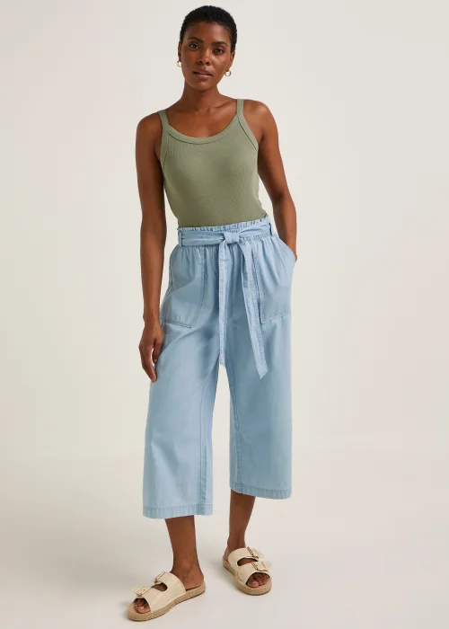 Denim Cropped Utility Trousers - Size 8 Image 1