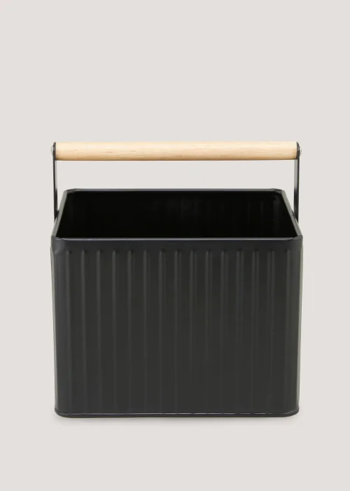 Black Ribbed Peg Tin (18cm x 18.5cm) Image 1