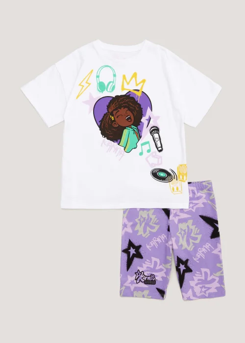 Girls Karma's World T-Shirt & Cycling Shorts Set (4-11yrs) - Age 4 Years Image 1