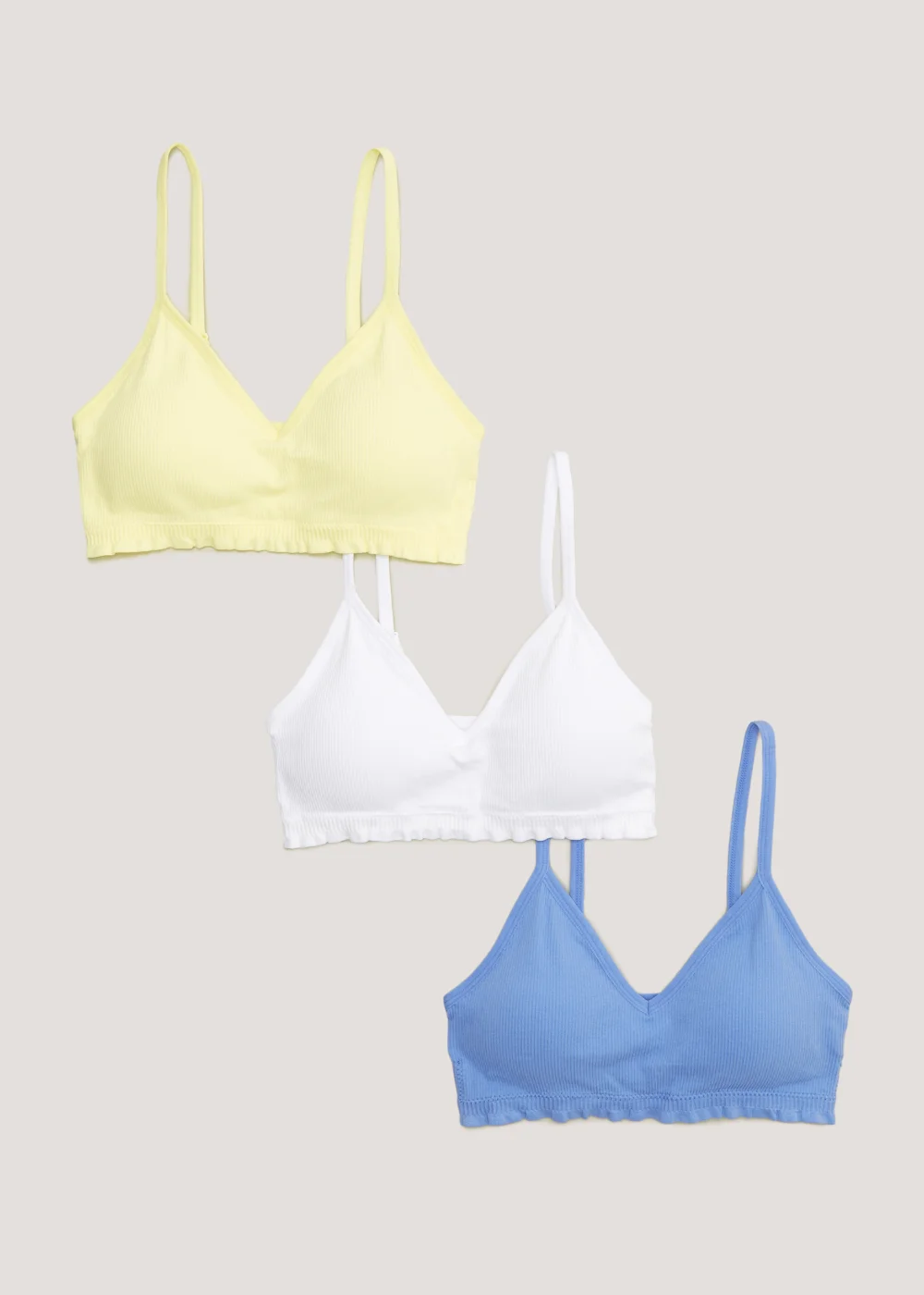 3 Pack Seam Free Triangle Ribbed Crop Tops - Small Image 4