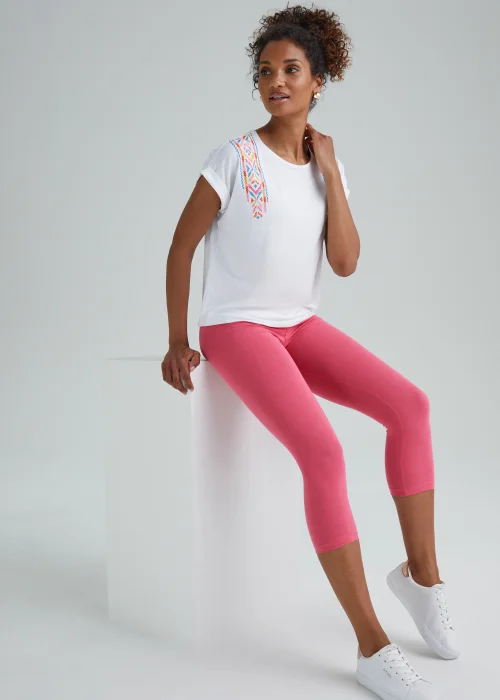 Pink Cropped Leggings - 8 Image 4
