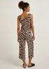 Brown Animal Print Cropped Wide Leg Co-Ord Trousers - Size 8 Image 2