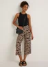 Brown Animal Print Cropped Wide Leg Co-Ord Trousers - Size 8 Image 4