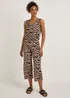 Brown Animal Print Cropped Wide Leg Co-Ord Trousers - Size 8 Image 1