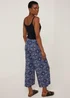 Navy Paisley Cropped Wide Leg Leggings - Size 8 Image 2
