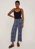Navy Paisley Cropped Wide Leg Leggings - Size 8 Image 1