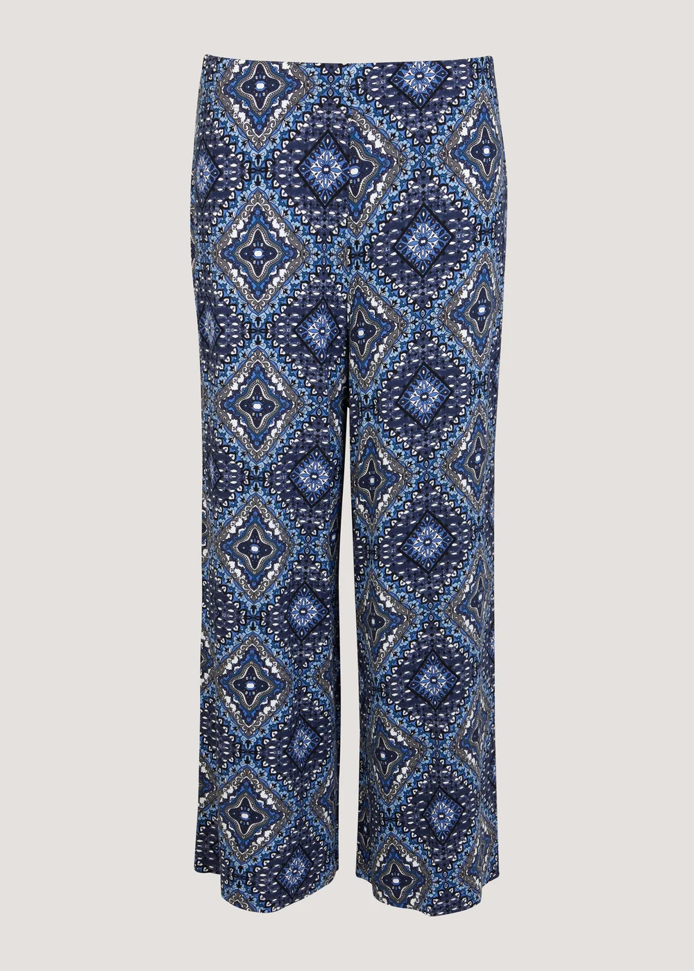 Navy Paisley Cropped Wide Leg Leggings - Size 8 Image 5