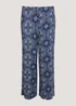 Navy Paisley Cropped Wide Leg Leggings - Size 8 Image 5