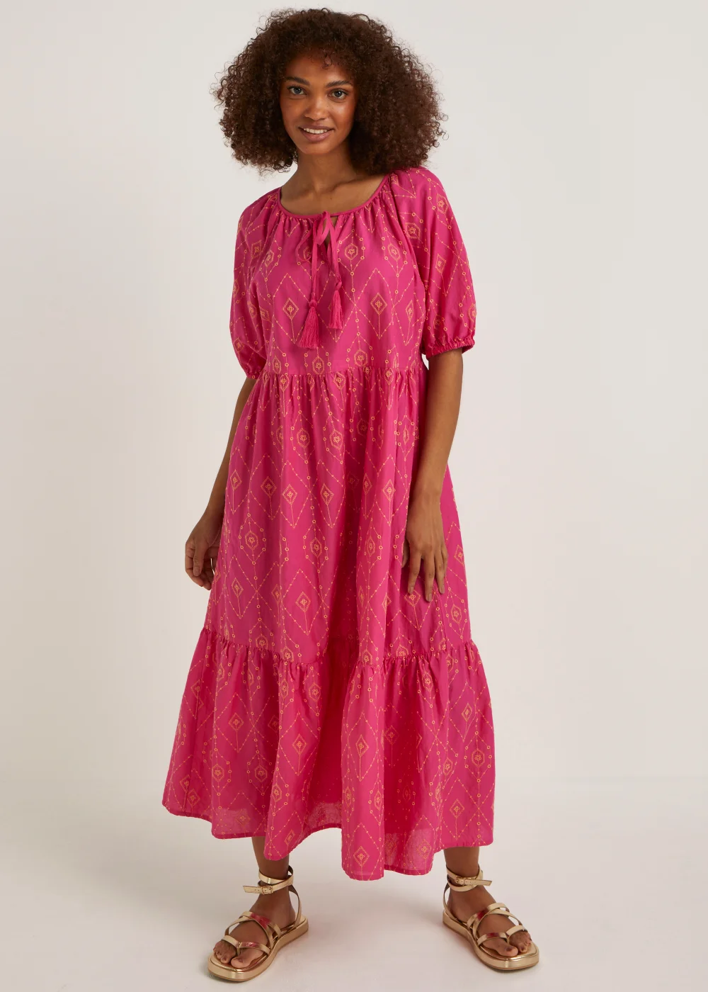 Papaya Petite Pink Embroidered Midi Dress - 6 Image 1