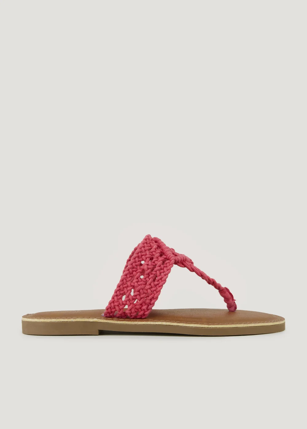 Pink Wide Fit Macrame Toe Post Sandals - Size 3 Image 1