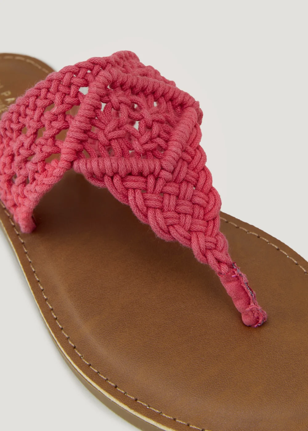 Pink Wide Fit Macrame Toe Post Sandals - Size 3 Image 2