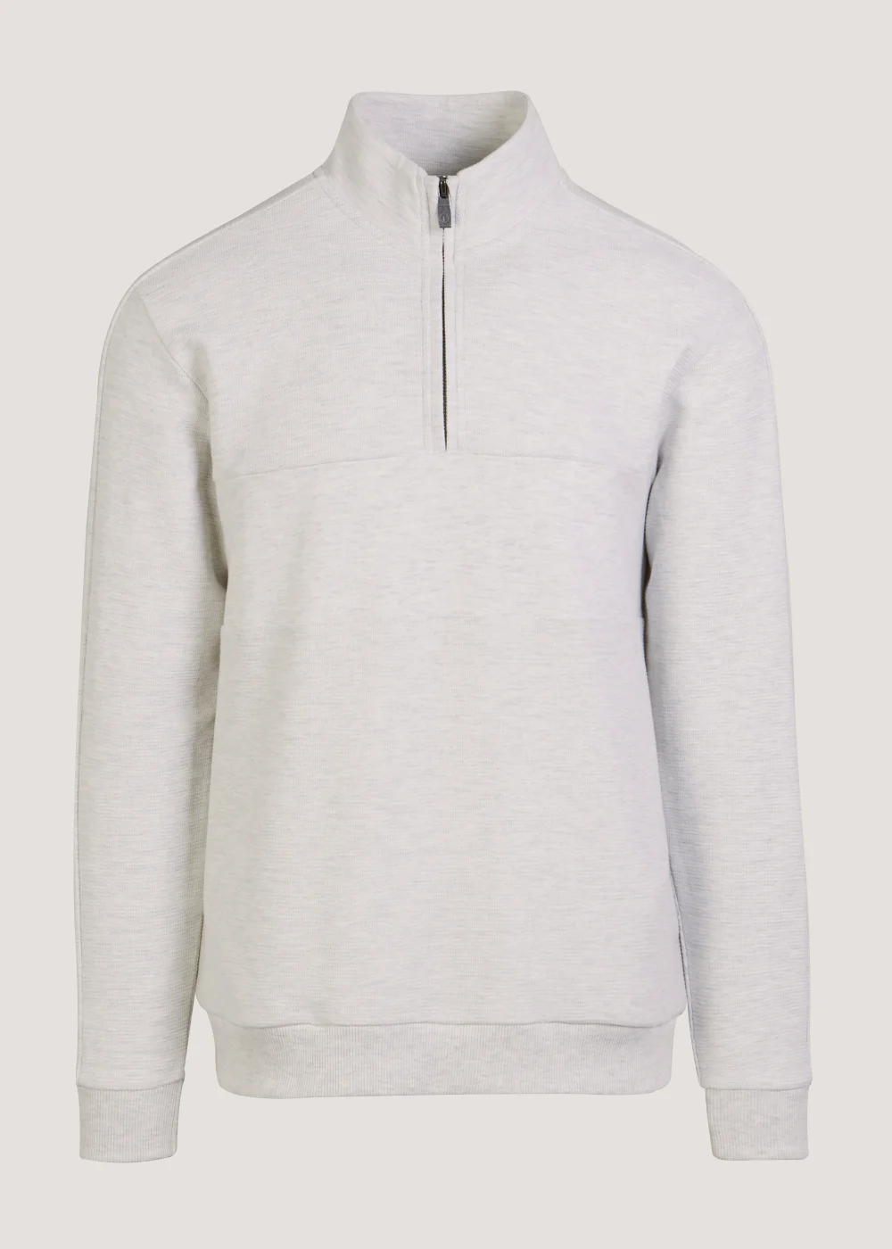 Lincoln Ecru Textured 1/2 Zip Up Sweatshirt - Small Image 5