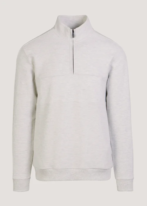 Lincoln Ecru Textured 1/2 Zip Up Sweatshirt - Small Image 5