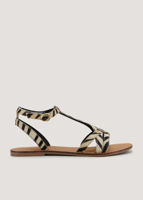 Multicoloured Leather Animal Print Gladiator Sandals - Size 3 Image 1