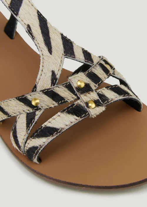 Multicoloured Leather Animal Print Gladiator Sandals - Size 3 Image 2