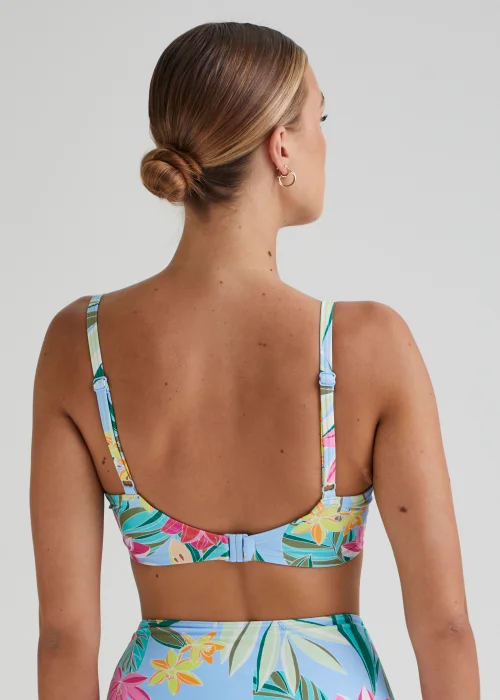 DD+ Multicoloured Tropical Floral Tie Front Bikini Top - 32DD Image 2
