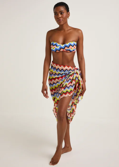 Multicoloured Zigzag Twist Bandeau Bikini Top - 8 Image 3