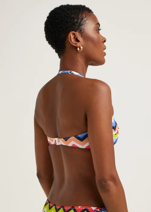 Multicoloured Zigzag Twist Bandeau Bikini Top - 8 Image 2